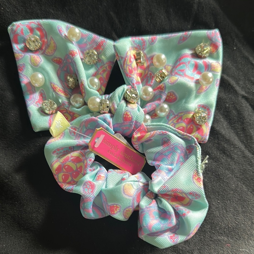 Simply Southern Blue and Pink Hair Scrunchie